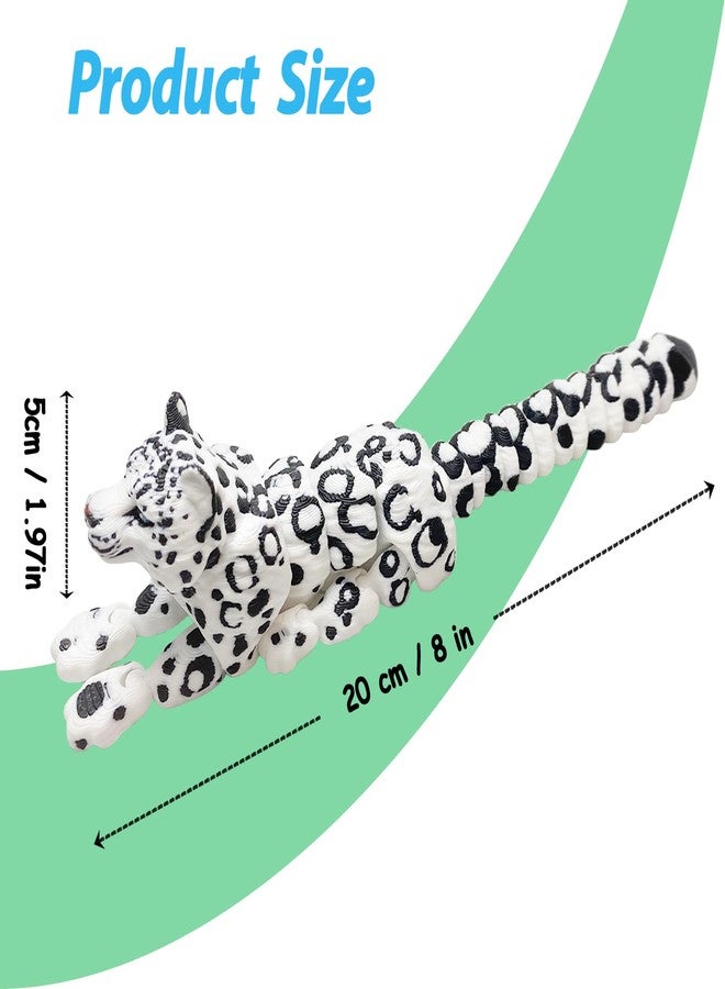 BuQueHM 3D Printed Animals - 8in Snow Leopard Flexible Articulated 3D Animals for Stress Relief & Unique Desk Decor - Image 3